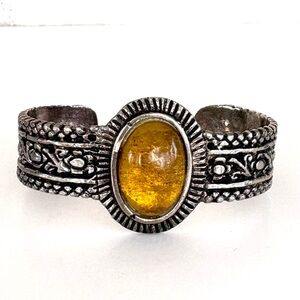 Vintage Amber Style Cabochon Cuff Bracelet